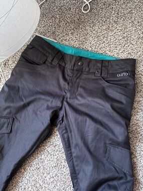 Burton Black Snow/Ski Pants with Teal Waist Lining